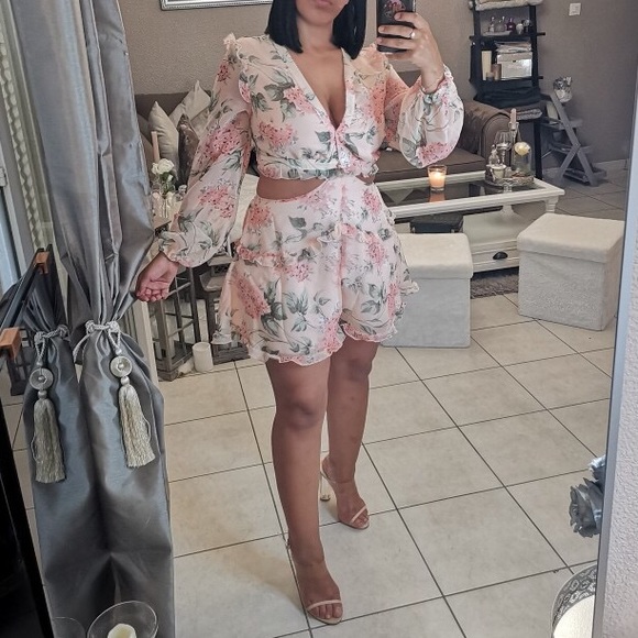 NEW Floral Boho Romper Crop Top Shorts Set Dress - Picture 3 of 8